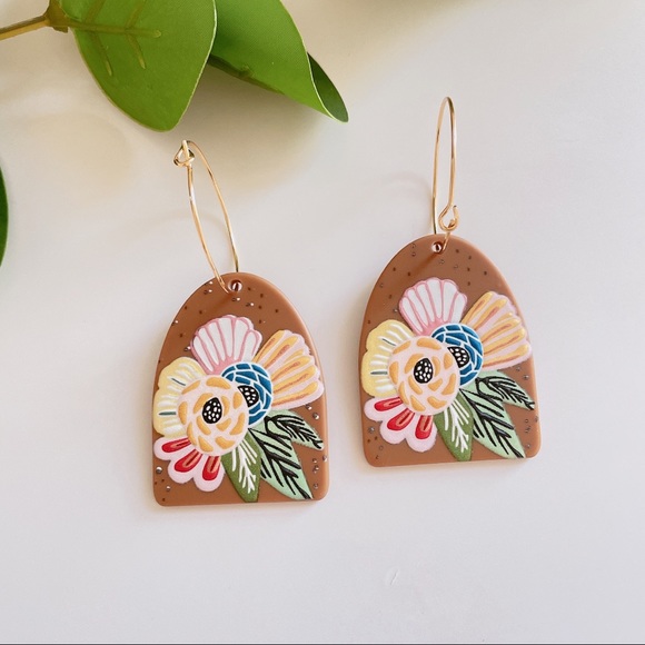 Multi color Acrylic statement hoop earrings - Picture 9 of 13